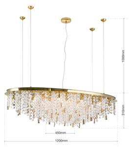 Lustră de cristal pe cablu Orion CRYSTALRIVER 21xG9/40W/230V auriu