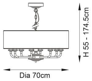 Lustră pe lanț Endon 99152 HIGHCLERE 8xE14/40W/230V gri/crom mat