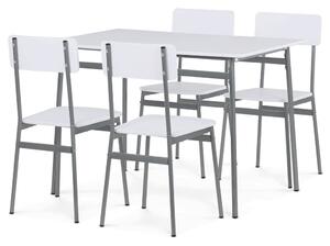 Set dining alb din MDF cu 4 scaune 110x70x76 cm – AUT-O2156 WT