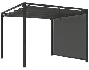 Outsunny Gazebo Pergolă cu Copertină Rulabilă de Protecție și Orificii de Drenaj, 300x300x227 cm, Gri Închis | Aosom Romania