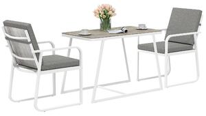 Outsunny Set de Grădină cu Masă și Scaune cu Perne Detașabile, Blat din Sticlă și Cadru din Oțel, 108x60x72 cm, Alb | Aosom Romania
