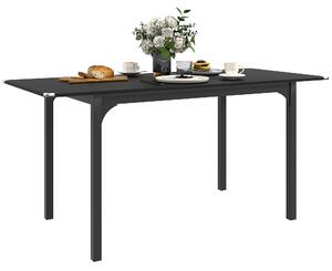 HOMCOM Masă de Grădină Extensibilă pentru 4-6 Persoane cu Picioare din Oțel, 160x70x75 cm, Negru | Aosom Romania