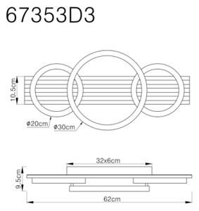 Plafonieră LED Globo 67353D3 TISHA LED/24W/230V 3000K 30x62 cm