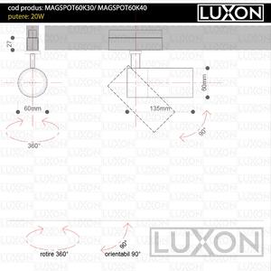 Proiector pentru sina magnetica SPOT60 LED LUXON