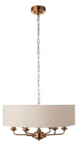 Endon 110722 - Lustră suspendată pe lanț HIGHCLERE, 6xE14/40W/230V, bej/alamă, diametru 55 cm