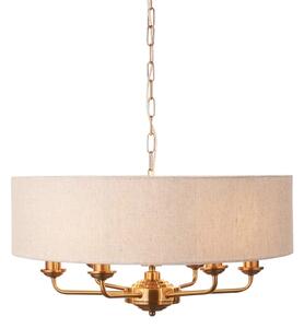Endon 110722 - Lustră suspendată pe lanț HIGHCLERE, 6xE14/40W/230V, bej/alamă, diametru 55 cm