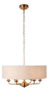 Endon 110722 - Lustră suspendată pe lanț HIGHCLERE, 6xE14/40W/230V, bej/alamă, diametru 55 cm