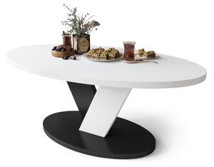 Mazzoni LOVA Alb/Negru - MĂSUȚĂ OVALĂ 110x60 cm MĂSUȚĂ DE CAFEA MODERNĂ