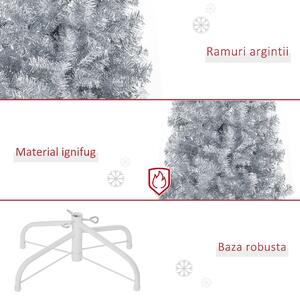 Brad de Craciun Artificial, Brad de sarbatori Argintiu Inalt 150 cm decoratiune de craciun HOMCOM | Aosom RO