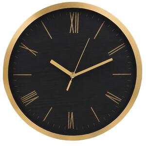 Ceas de perete elegant Pufo Gold, design modern cu cifre romane, negru si auriu, 30 cm