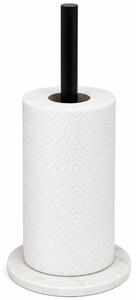 Suport metalic Pufo Glossy Black cu baza din marmura pentru rola de hartie si prosoape de bucatarie, 31 cm