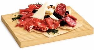 Platou servire din lemn de bambus Pufo, model striat, pentru aperitive, branzeturi, deserturi, 30 x 24 cm