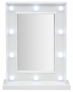 Oglinda profesionala pentru makeup Pufo cu 10 becuri LED, iluminare uniforma pentru machiaj si cosmetica, 33 x 25 cm