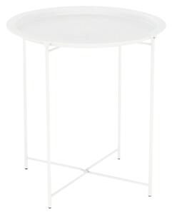 Masuta metalica rotunda Pufo cu picioare, design modern pentru living, dormitor sau terasa, 51 cm, alb