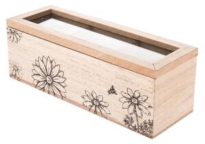 Cutie din lemn Meadow flowers, pentru pliculețe deceai, maro, 23 x 8 x 8 cm