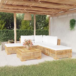 Set mobilier grădină cu perne, 6 piese, lemn masiv de tec