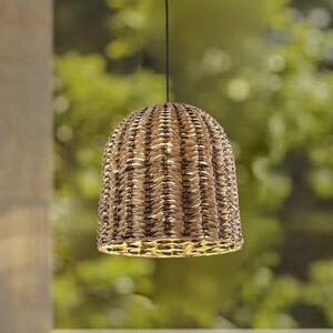 Lindby Lampă suspendată pentru exterior Taryn, maro, plastic, IP44 35 cm, reglabil, Lemn, Plastic, Casă de țară / Rustic