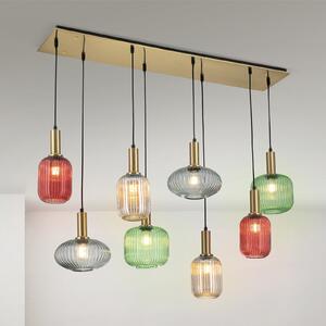ORION Lampă suspendată Carneval, colorată, lungime 140 cm, sticlă, 8 becuri., reglabil, Multicolor, Camera de zi / sufragerie, Sticlă