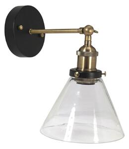 PR Home Lambda aplică de perete, alamă/limpede, Ø 18 cm, sticlă, reglabil, Transparent, Camera de zi / sufragerie, Metal, Scandinavă