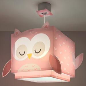Dalber Lampă suspendată LITTLE OWL, roz, E27, reglabil, Roz / Rosé, Camera copiilor, Plastic