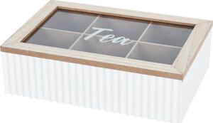 Cutie pentru pliculețe de ceai Stripes alb, 24 x 7x 16 cm