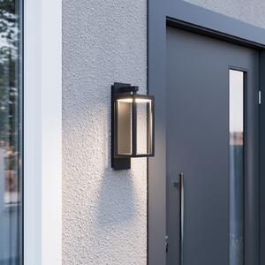 Lucande Aplică LED pentru exterior Ferdinand, gri, metal, 38 cm, Gri, Sticlă, Modern, Felinar