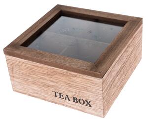 Cutie de lemn pentru plicuri de ceai TEA, 16 x 16 x 8 cm