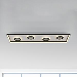 Paul Neuhaus plafonieră LED Dune, 100cm, negru, CCT, dimabil., reglabil, Negru, Camera de zi / sufragerie, Aluminiu, Modern, Plafon unghiular direct