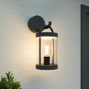 Lucande lumina de perete în aer liber Cassian, 30 cm, antracit, IP54, reglabil, Negru, Sticlă, Modern, Felinar