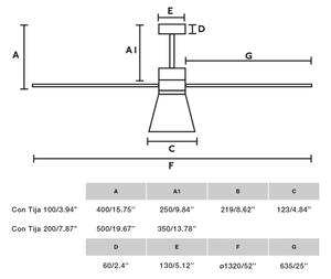 FARO 33762WT-24-LED Ventilator reglabil AMELIA L CONE LED/20W/230V gri diam. 132 cm WT + telecomandă