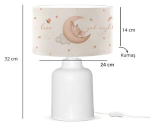 Lampă de noptieră pentru copii CANDY, 1xE27/40W/230V, alb/bej
