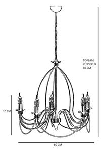 Candelabru CLASSIC cu lanț, 5xE14/40W/230V, bronz