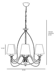 Candelabru suspendat CLASSIC pe lanț, 3xE14/40W/230V, bronz/bej