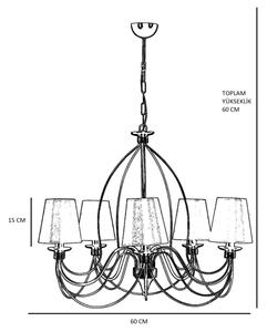 Candelabru CLASSIC cu lanț, 5xE14/40W/230V, bronz/bej