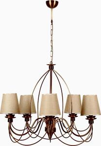 Candelabru CLASSIC cu lanț, 5xE14/40W/230V, bronz/bej