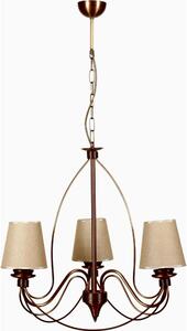 Candelabru suspendat CLASSIC pe lanț, 3xE14/40W/230V, bronz/bej