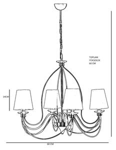 Candelabru cu lanț CLASSIC 4xE14/40W/230V bronz/bej