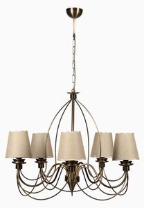 Candelabru CLASSIC cu lanț, 5xE14/40W/230V, bronz/bej