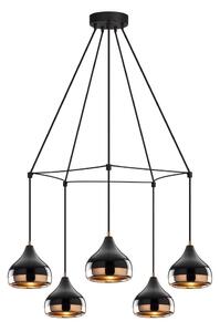 Candelabru pe cablu YILDO 5xE27/40W/230V negru/cupru