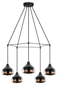 Candelabru pe cablu YILDO 5xE27/40W/230V negru/cupru