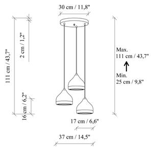 Candelabru suspendat pe cablu YILDO 3xE27/40W/230V alb/auriu