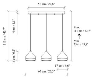 Lustră suspendată pe cablu YILDO 3xE27/40W/230V alb/auriu