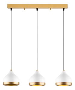 Lustră suspendată pe cablu YILDO 3xE27/40W/230V alb/auriu