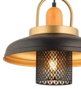 Lustră suspendată MONZA 1xE27/40W/230V, diam. 32 cm, negru/auriu