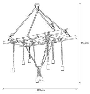 Candelabru suspendat pe cablu EREBOS 12xE27/40W/230V, maro