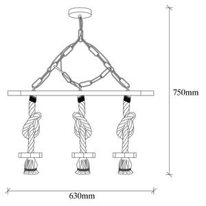 Candelabru EREBOS pe lanț 3xE27/40W/230V maro