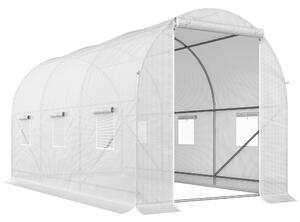 Outsunny sera gradine3,5 x 2 x 2 m, cadru mare din otel galvanizat, tunel din polietilene pentru gradina, alb | Aosom Romania