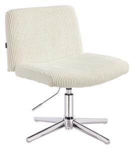 HR150CROSS Scaun Alb din Catifea Reiată cu Bază Cromata