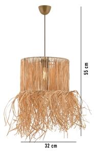 Lustră suspendată pe cablu NESS 1xE27/40W/230V, din rafie