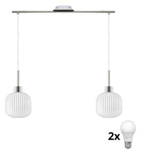 Lustră LED pe cablu HARMA 2xE27/60W/230V crom mat/alb